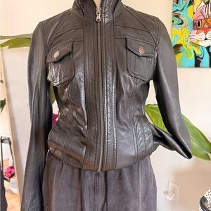 SOLD‼️ Black Leather Jacket for Women